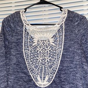Aeropostale Navy 3/4 quarter sleeve with lace back